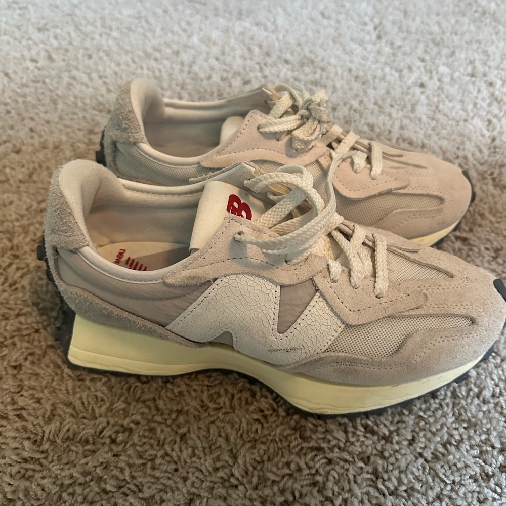 New Balance Women's Beige and White Sneakers